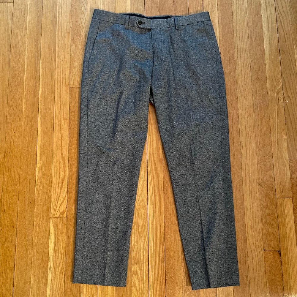 JCrew Bowery Grey Herringbone Suit Pants 34X30